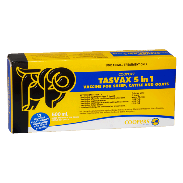 Coopers Tasvax 5 in 1 Vaccine for Sheep, Cattle & Goats