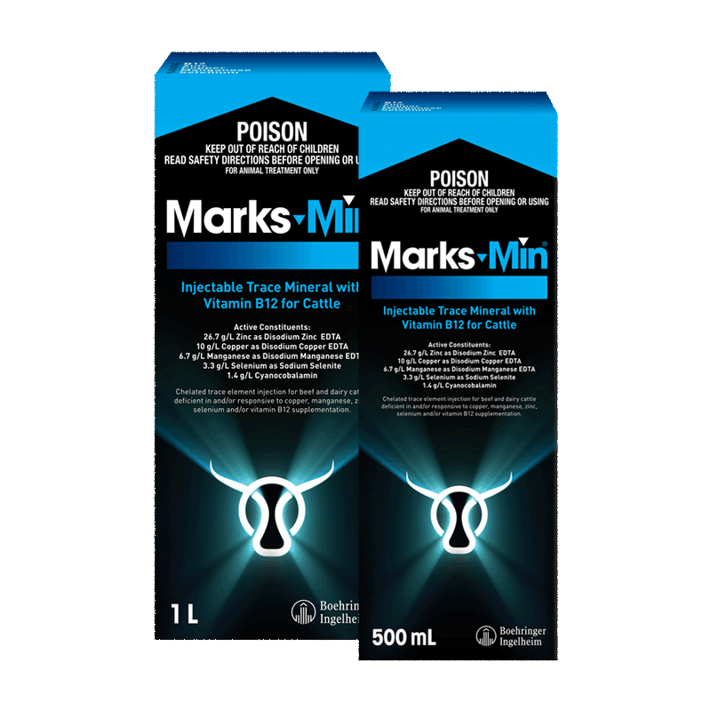 Marks-Min Injectable Trace Mineral with Vit B12 for Cattle