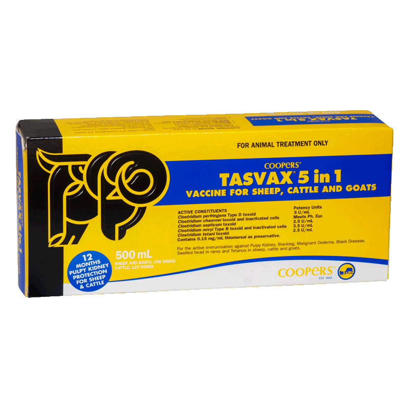 Coopers Tasvax 5 in 1 Vaccine for Sheep, Cattle & Goats