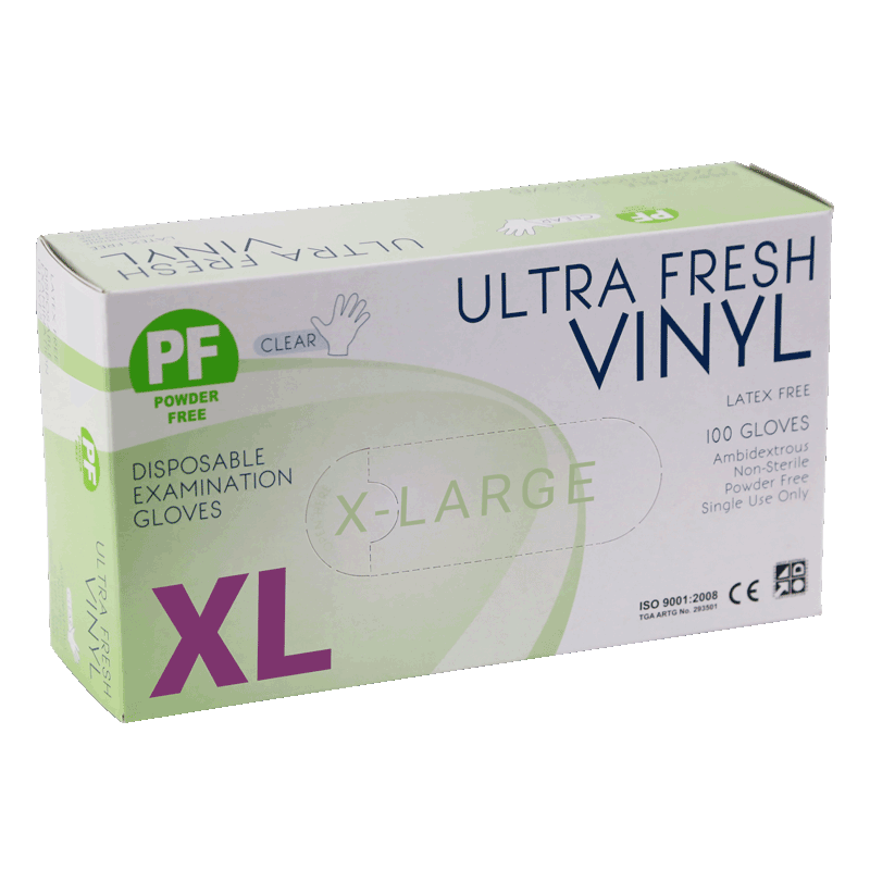 Gloves - Ultra Fresh - Vinyl Powder Free XLGE [100 Pack]