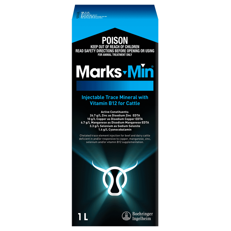 Marks-Min Injectable Trace Mineral with Vit B12 for Cattle [1 L]