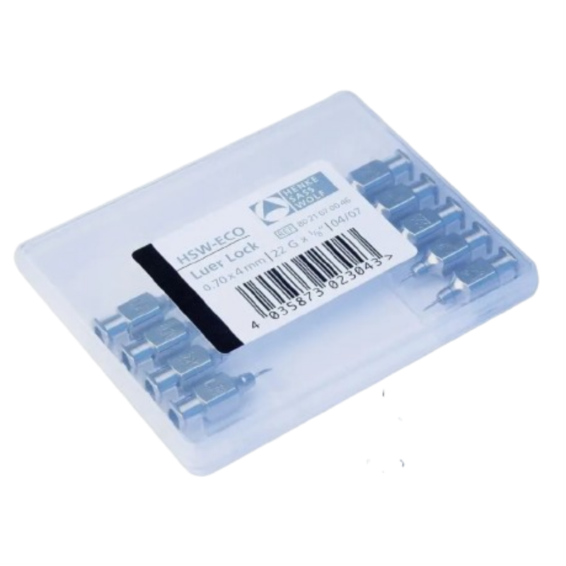 Needles - HSW-ECO Luer Lock Stainless Steel - 22G x 1/8" [12 Pack]